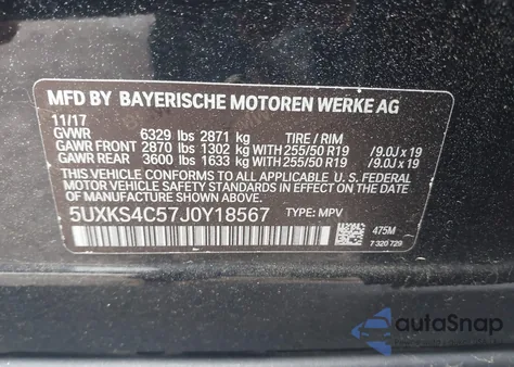 2018 BMW X5 xDrive35D z USA, uszkodzony, nr VIN 5UXKS4C57J0Y18567